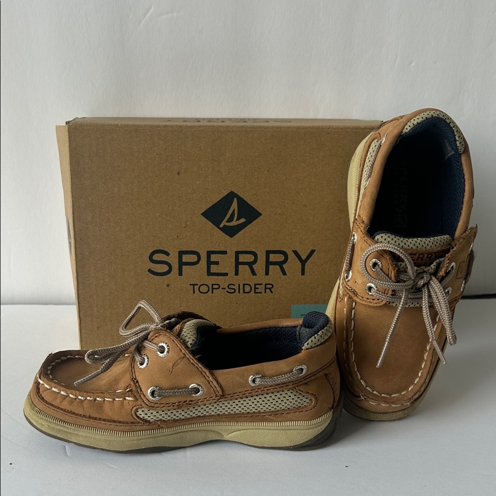 Sperry Kids Brown Moccasins, Boat Shoes, 9.5 Toddler, Slides